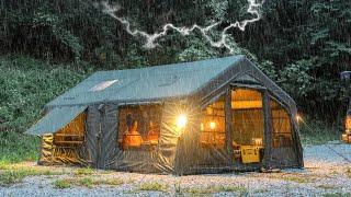 Camping in the Rain | House? Is it a tent?  Two-Room inflatable air tent 