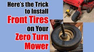 Easy Trick to Install Small Front Tires Wheels on Zero Turn Mower Using Basic Hand Tools