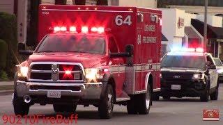 LAFD Rescue 64 & LAPD Ford Explorer Transporting Code 3 to Cedars