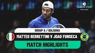 Matteo Berrettini v Joao Fonseca Highlights | Italy v Brazil Davis Cup 2024 Finals Group Stage