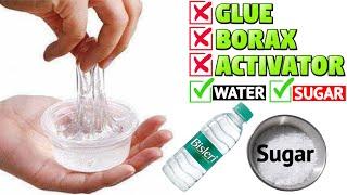 WATER AND SUGAR SLIME/HOW TO MAKE WATER AND SUGAR SLIME WITHOUT GLUE BORAX/SLIME MAKING AT HOME EASY