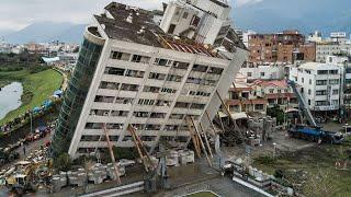 Extreme Dangerous Building Demolition Skills, Heavy Equipment Excavator Machines Destroy Building