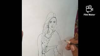 beautiful indian women drawing , beautiful girl drawing ideas, LRG Lifestyle ( arts and crafts) ️