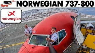 Arctic Takeoff from Svalbard in Norwegian 737-800 Cockpit