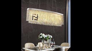 Rectangle Kitchen Dining Island Crystals Chandeliers Elegant Bedroom Decoration Light