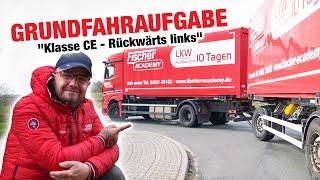 LKW Grundfahraufgabe (Klasse CE) - Rückwärts links in eine Einmündung | Fischer Academy