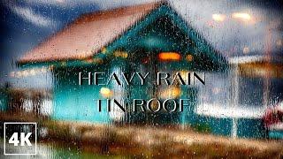 Heavy Rain in The Tin Tent and Powerful Thunder Sounds on a Stormy Night | White Noise