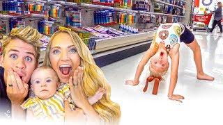 6 Year Old Everleigh Does Hilarious Flexible Gymnastics Moves In Target!!!