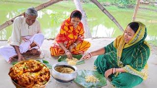 popi kitchen eating CHINGRI POLAO and CHICKEN KOSHA