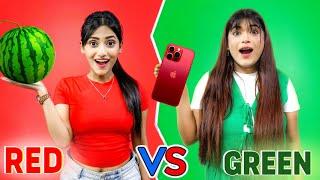 Red Vs Green Challenge | Eating And Buying Everything In One Colour | SAMREEN ALI