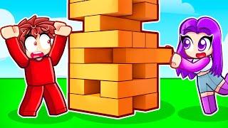 Cash vs Zoey GIANT JENGA in Roblox!