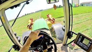 Cab View | John Deere 7430 Premium + 2x Pottinger Novacat | Cutting Alfalfa at 20km/h