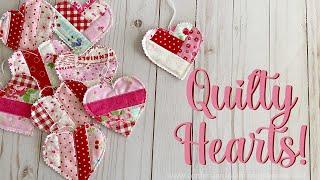  Quilty Hearts Ornaments Tutorial! (Beginner friendly QAYG!)