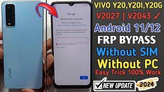 VIVO Y20 FRP Bypass Android  11/12 | New Method 2024 | Y20I Reset Google Account Lock Without PC