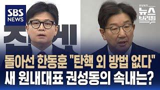 한동훈 "탄핵 외 방법 없다"…새 원내대표 친윤 권성동의 속내는? / SBS / 편상욱의 뉴스브리핑