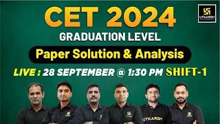 Rajasthan Cet Paper Solution 2024 | CET Graduation Level Paper Solution (28 Sep)| Utkarsh Classes