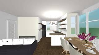 3D Visualisation of a Open Plan Kitchen and Living room