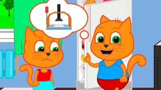 Cats Family in English - Fruits under the press Cartoon for Kids