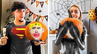 PAINTING EACH OTHER ON PUMPKINS CHALLENGE!! *funny af*