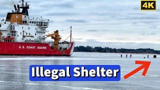 ️Icebreaker Removes Illegal Shelter Blocking Duluth Ships