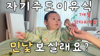 육아vlog | 자기주도이유식 하기전에 이거 보고 결정하세요! | 이유식하는 일상 | 7개월아기 닭다리먹방