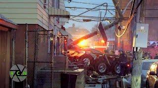 Truck Slams into House on West Grand Street in Elizabeth