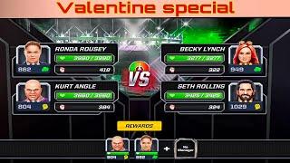 WWE MAYHEM Ronda Rousey & Kurt Angle Vs Becky Lynch Mix match //Valentine Special//