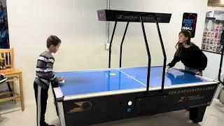 Gold Standard Games 8’ Air Hockey Table with overhead scores