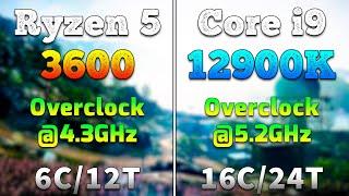 Ryzen 5 3600 OC @4.3GHz vs Core i9 12900K OC @5.2GHz | How BIG is The Difference?