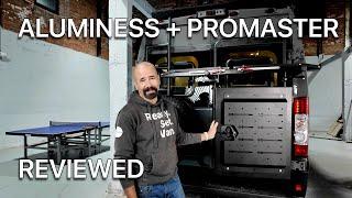 ALUMINESS FOR PROMASTER | Reviewing the rear door ladder, tire carrier, and storage box