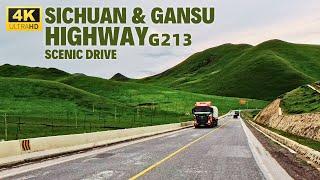 Zoige Sichuan to Luqu Gansu - China Highway Scenic Drive 4K