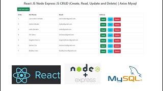 React JS Node Express JS CRUD (Create, Read, Update and Delete) | Axios Mysql