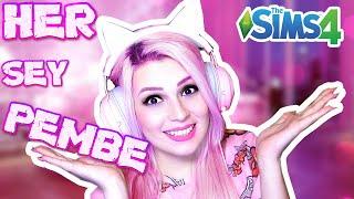 24 SAAT BOYUNCA HER ŞEY PEMBE  (The Sims 4 Tek Renk Challenge)