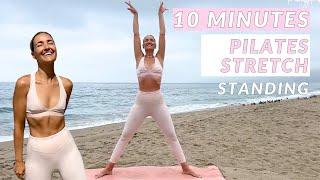 10 Minute Standing Pilates Stretch // At Home PIlates, Stretch, Balance, Coordination