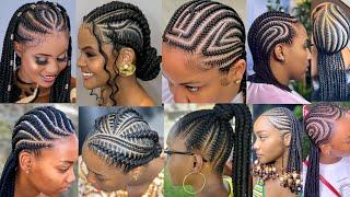 45 Newest Cornrow Braids Hairstyles for Black Women~Elegant & Stylish Ghana Braids Cornrow Hairstyle