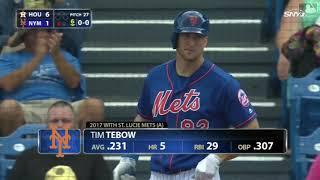 Tim Tebow’s First Career Major League At Bat with Mets.......goes wrong