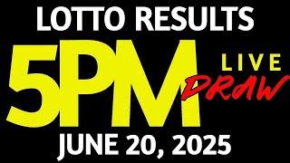 Lotto Result Today 5:00 pm draw June 20, 2025 Friday PCSO LIVE