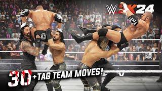 "30 COOLEST" Tag Team Moves in WWE 2K24 (best animations!)