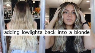 ADDING DEPTH INTO BRIGHT BLONDE | highlight & lowlight combo