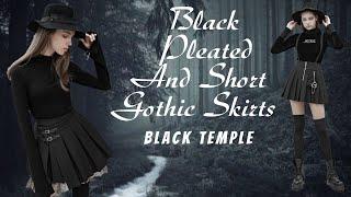 Alternative Fashion Pleated Short Skirts in Gothic Style - Black Temple