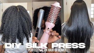 DIY perfect AT HOME "salon" SILK PRESS | product suggestion | NO heat damage