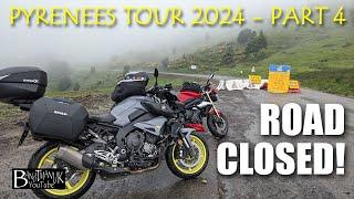 Pyrenees & Paradors 2024.  Closed roads & bad weather going into France. MT10 & Street Triple in 4K