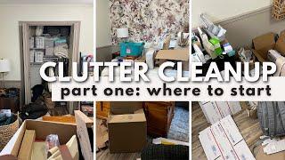 CLEANING UP A CLUTTERED JUNK ROOM PART 1 | Step By Step Method For Decluttering An Overwhelming Room