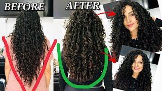 DIY Single Unicorn Cut Without The V Shape How To Get Layers & Volume For Curly Hair   Marianellyy