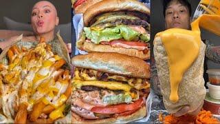 tiktok mukbang compilation 41 | wingstop cheesy fries, in n out and more