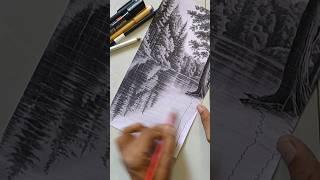 Mesmerizing Nature Sketch - Watch the Forest Come to Life in Pencil!" #shorts #arttutorial