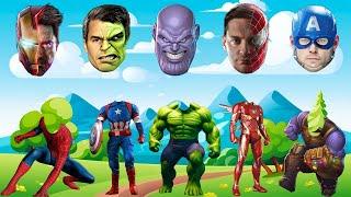 TEBAK GAMBAR Spider-Man vs Skibidi Toilet Hulk Thanos Venom Captain America | WRONG SUPERHEROES HEAD