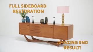 Full restoration of a vintage teak sideboard, amazing end result!