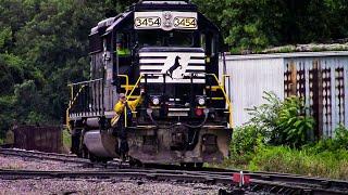 Local train crossing bridge and switching at Atlas Roofing in Franklin Ohio