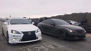 Гонка на Lexus is350 vs Infiniti G37, Impreza WRX STI, Prelude 2.2 Turbo